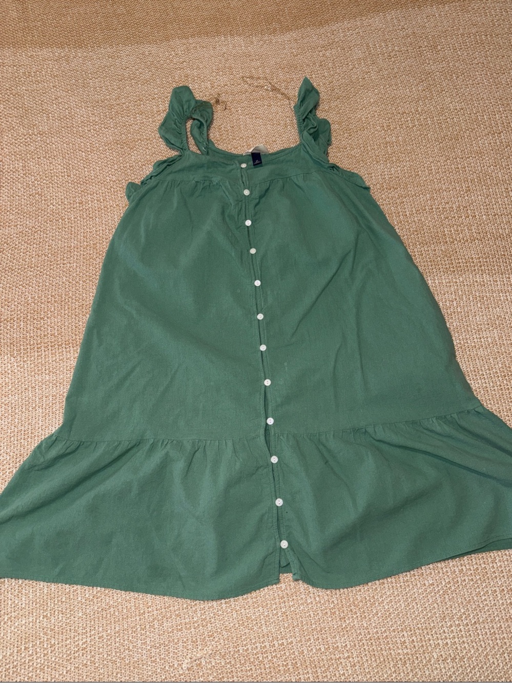 Universal Thread Girls' Hunter Green Button-Front Ruffle Strap Dress